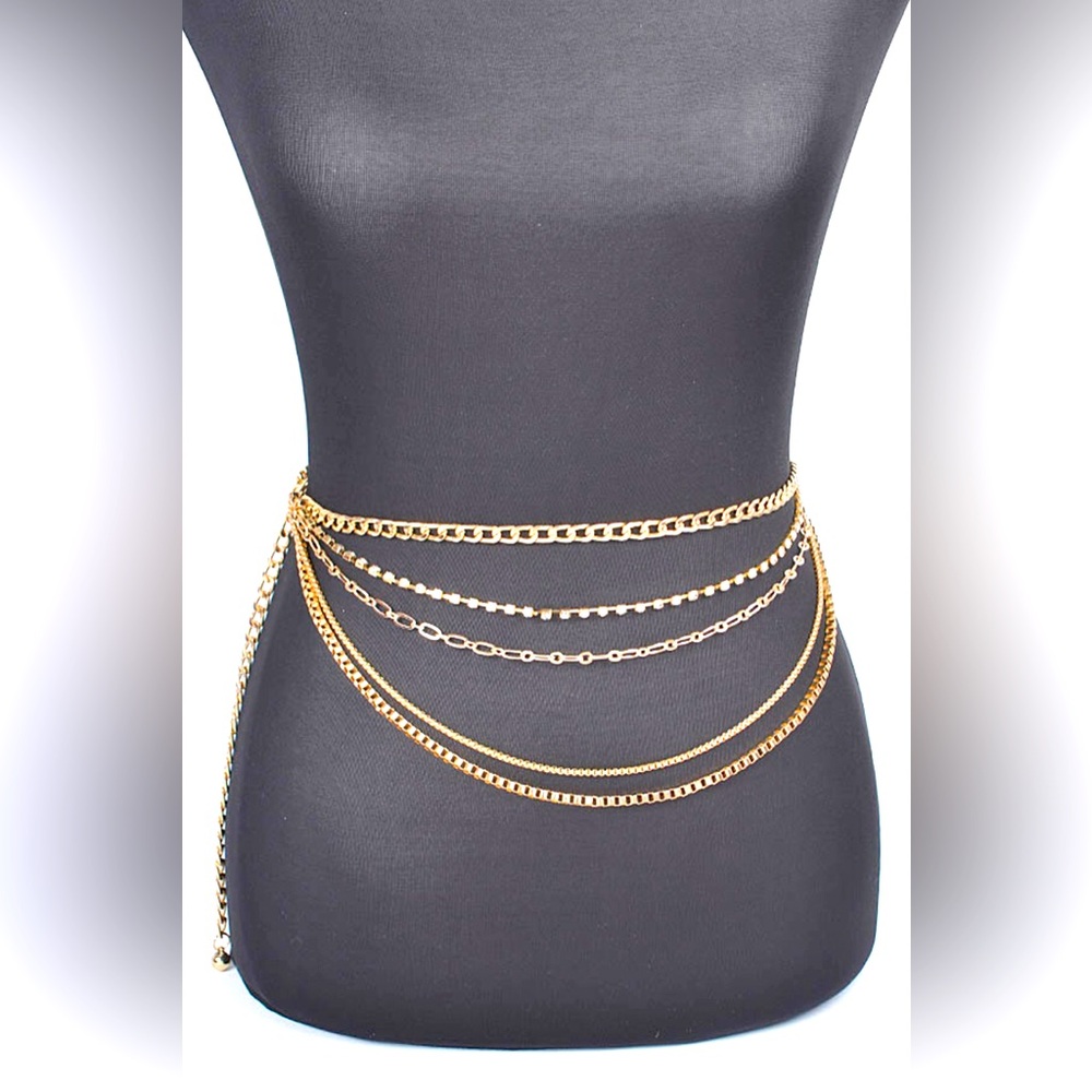 Rhinestone Chain Layered Statement Belt